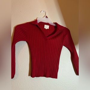 Red hippie rose long sleeve crop top (XS)